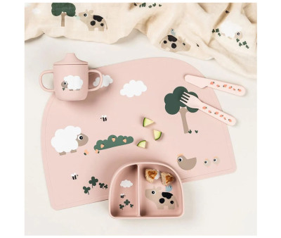 Plato con Compartimentos Stick&Stay Tiny Farm Powder