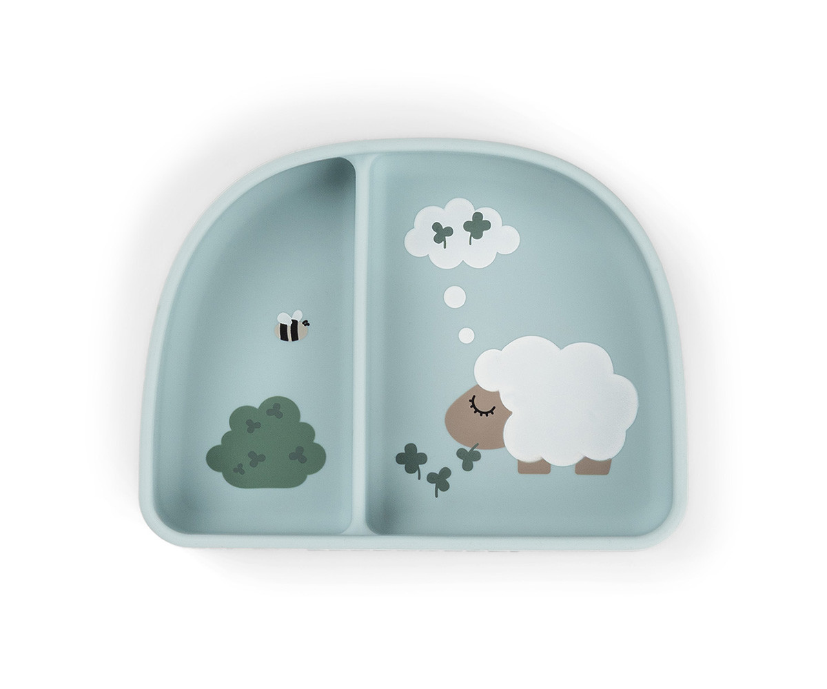 Plato con Compartimentos Stick&Stay Tiny Farm Blue