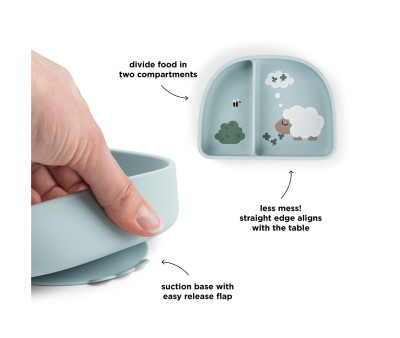 Plato con Compartimentos Stick&Stay Tiny Farm Blue