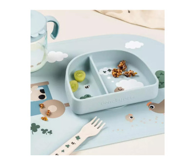 Plato con Compartimentos Stick&Stay Tiny Farm Blue