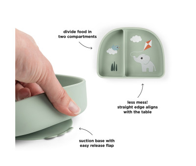 Plato con Compartimentos Stick&Stay Playground Green