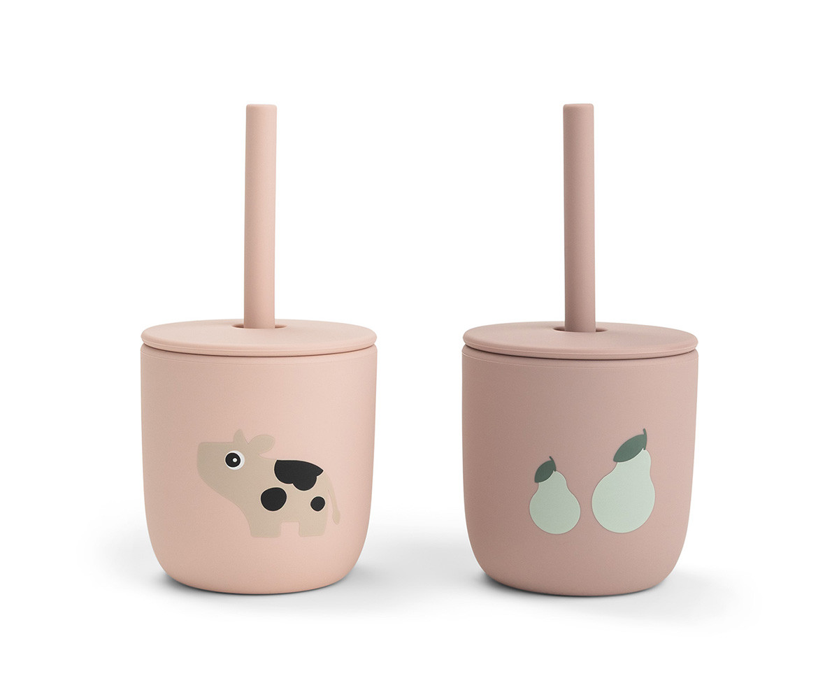 2 Bicchieri con Cannuccia Tiny Farm Powder