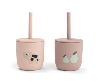 2 Bicchieri con Cannuccia Tiny Farm Powder