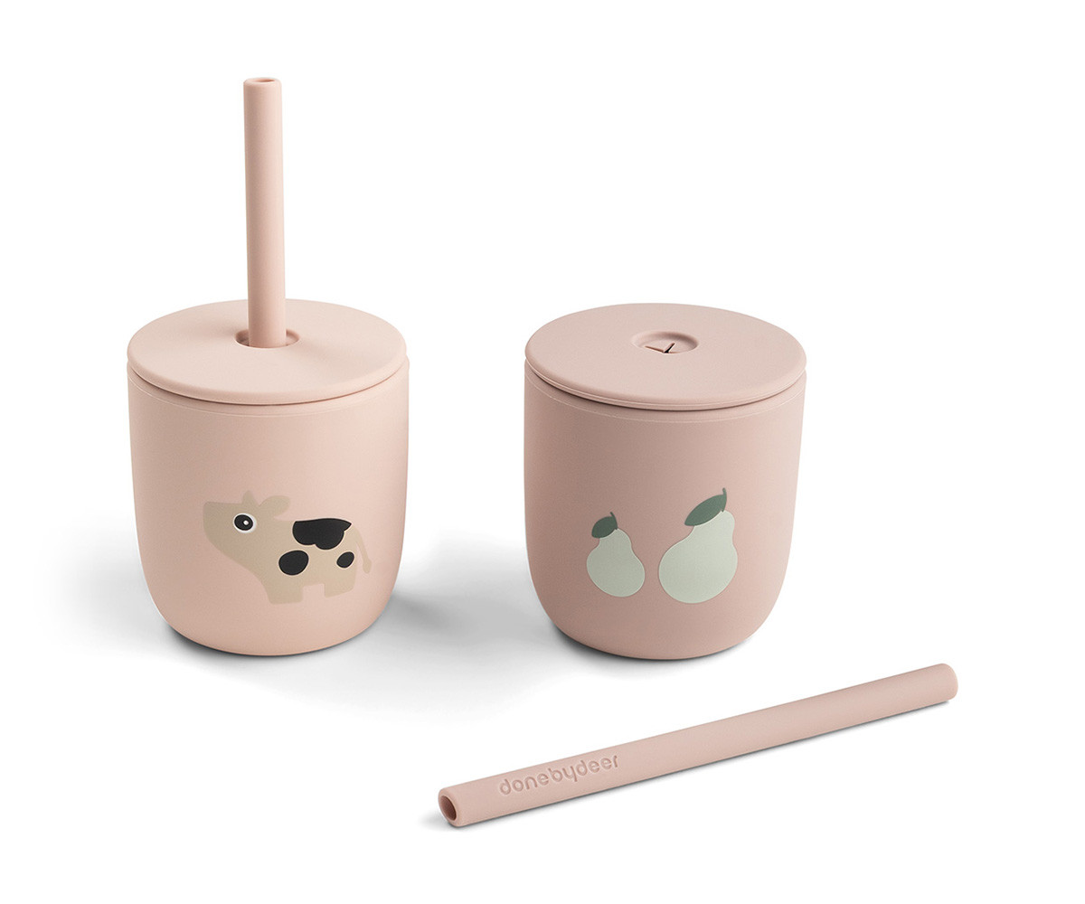 2 Bicchieri con Cannuccia Tiny Farm Powder