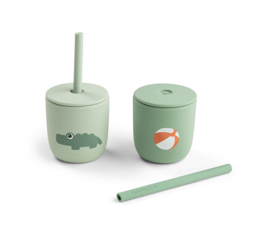 2 Bicchieri con Cannuccia Playground Green