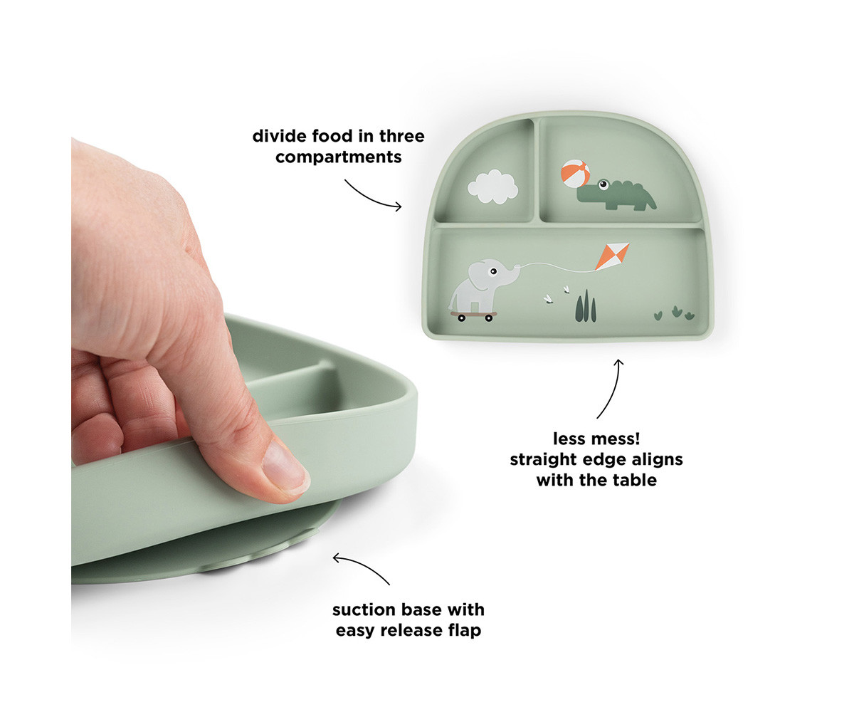 Plato con Compartimentos Stick&Stay Playground Green