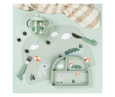 Plato con Compartimentos Stick&Stay Playground Green