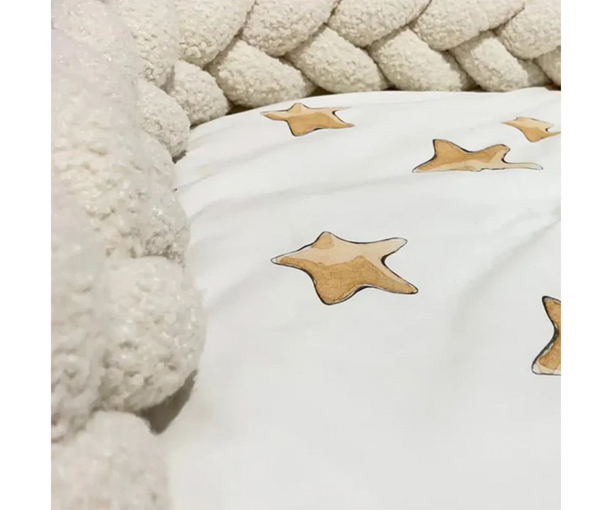 Trenza Protector de Cuna Teddy 180 cm Blanca