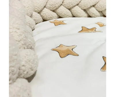 Trenza Protector de Cuna Teddy 180 cm Blanca