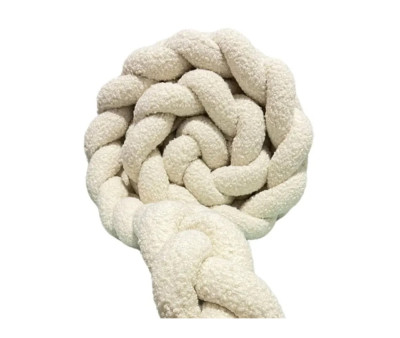 Trenza Protector de Cuna Teddy 180 cm Blanca