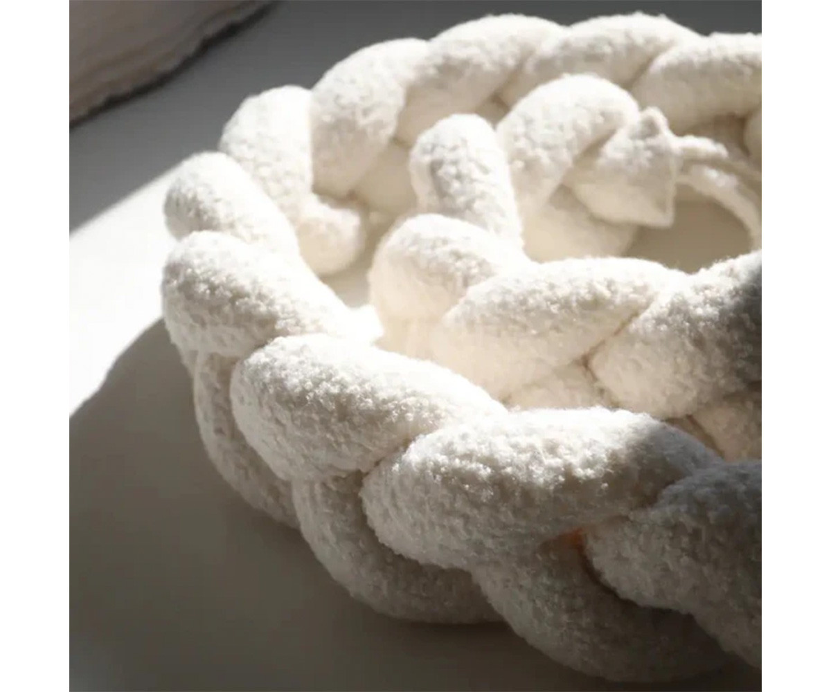 Trenza Protector de Cuna Teddy 180 cm Blanca