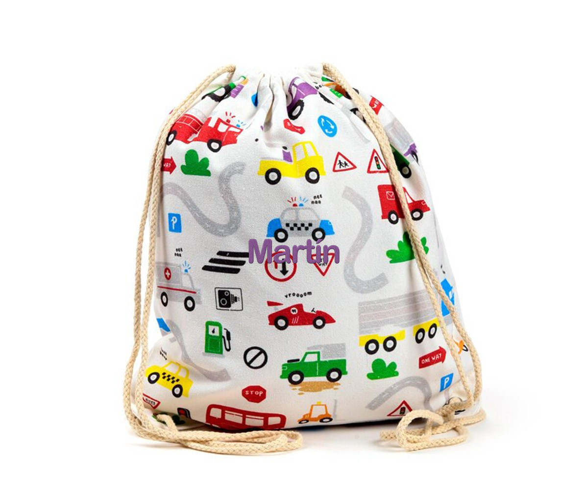 Mochila Saco Coches Little Motors Personalizable
