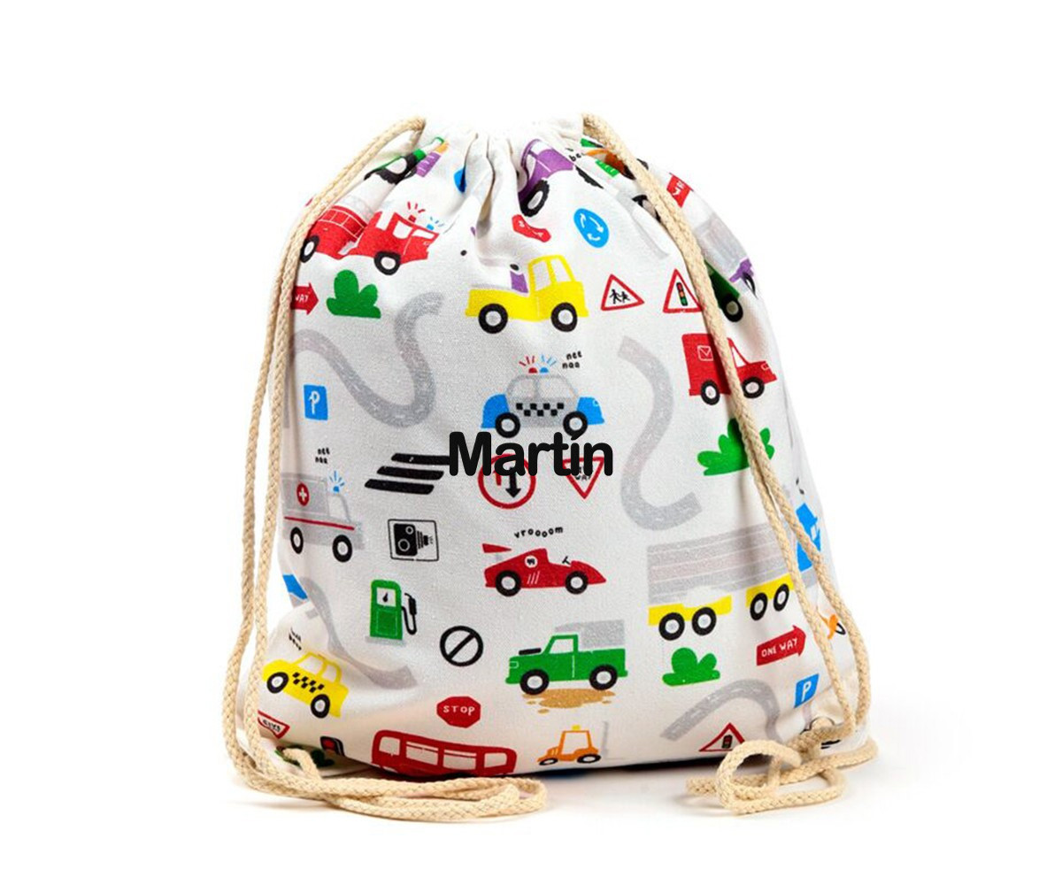 Mochila Saco Coches Little Motors Personalizable