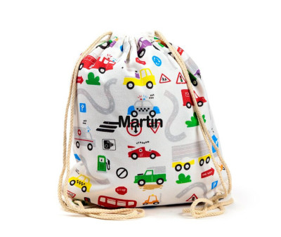 Mochila Saco Coches Little Motors Personalizable