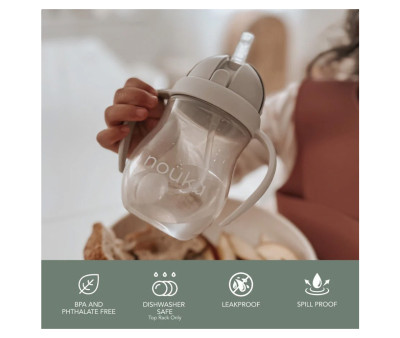 Taza Antiderrame Non-Spill con Pajita Flexible con Peso 240ml Soft Blush