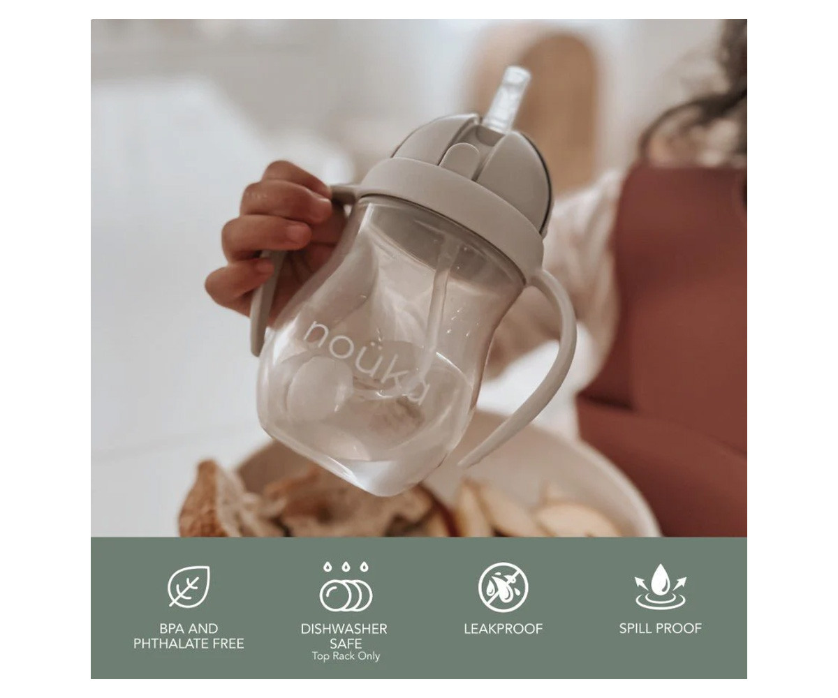 Taza Antiderrame Non-Spill con Pajita Flexible con Peso 240ml Moss