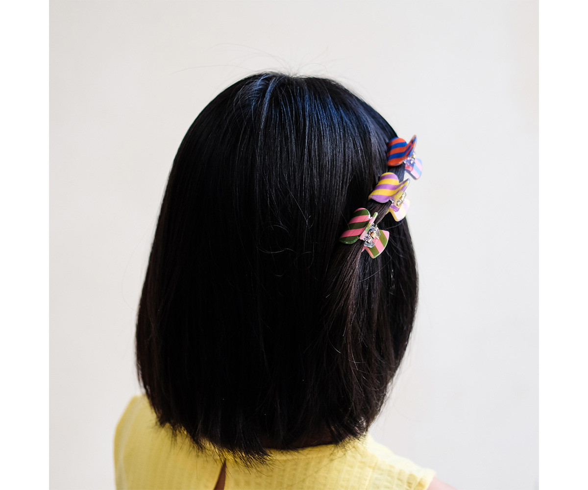 3 Mini Pinzas Striped Beach