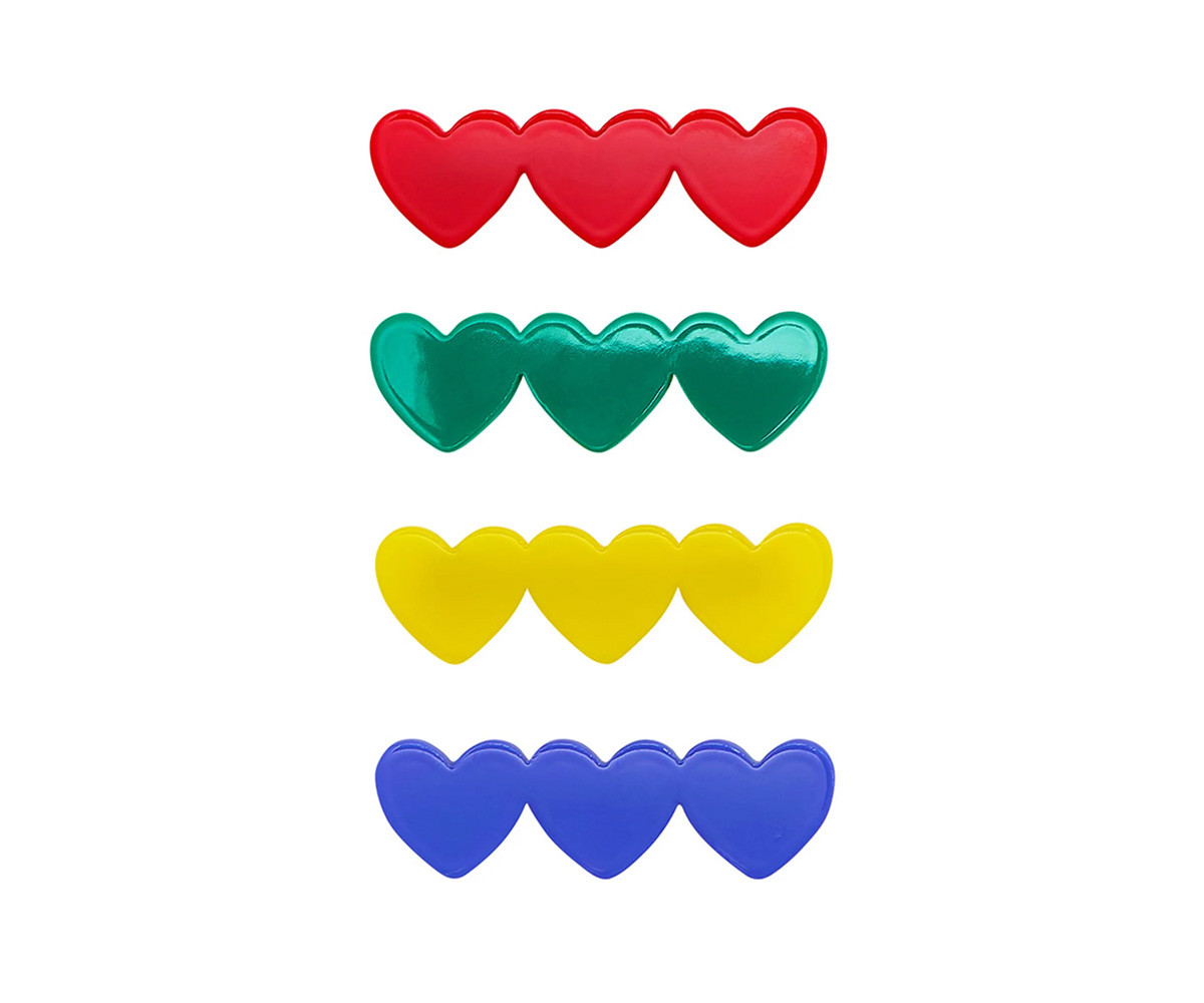 4 Pinzas Heart Acetate Clips