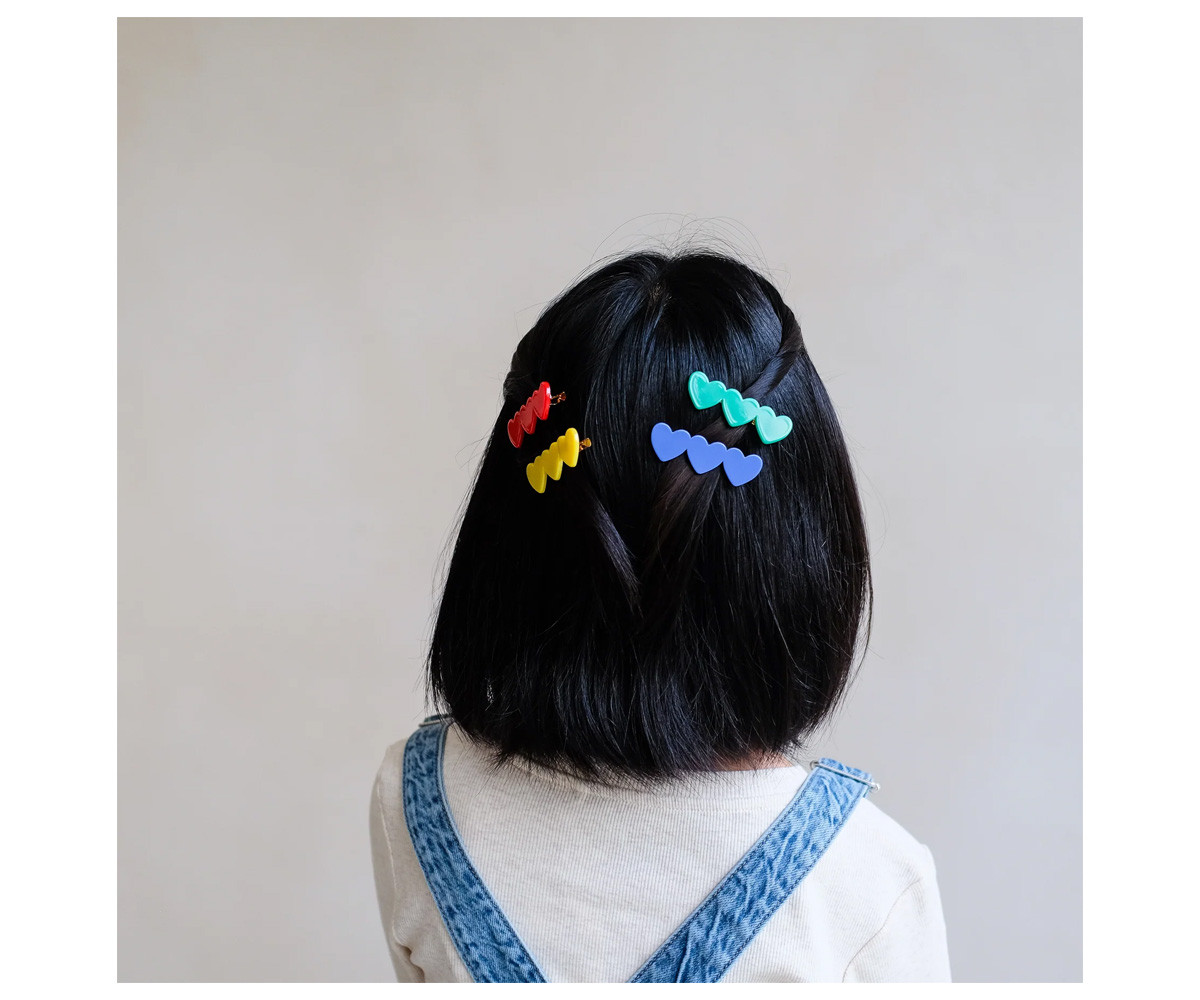 4 Pinzas Heart Acetate Clips