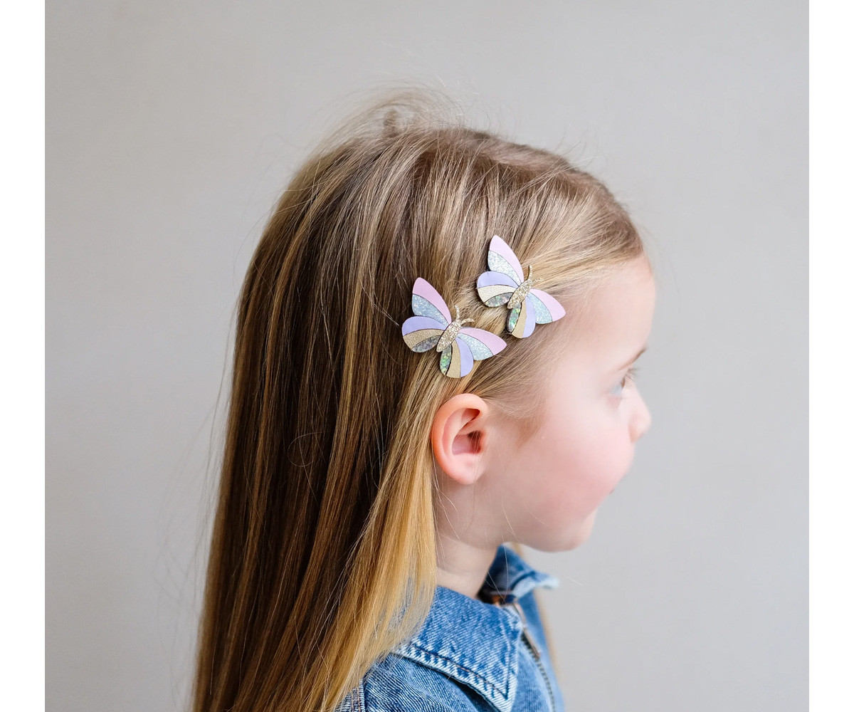 2 Clips Striped Butterfly
