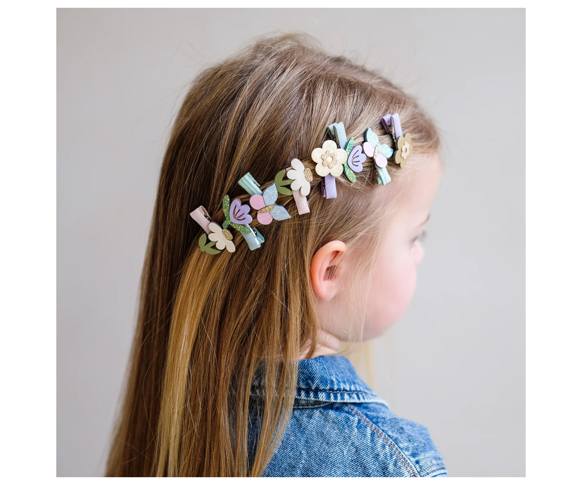 8 Mini Pinzas de Pelo Flower Garden