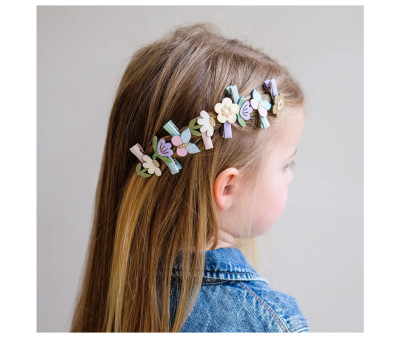 8 Mini Pinzas de Pelo Flower Garden