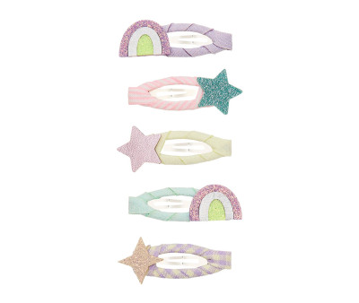 5 Mini Clips Rainbow and Stars Clic Clacs