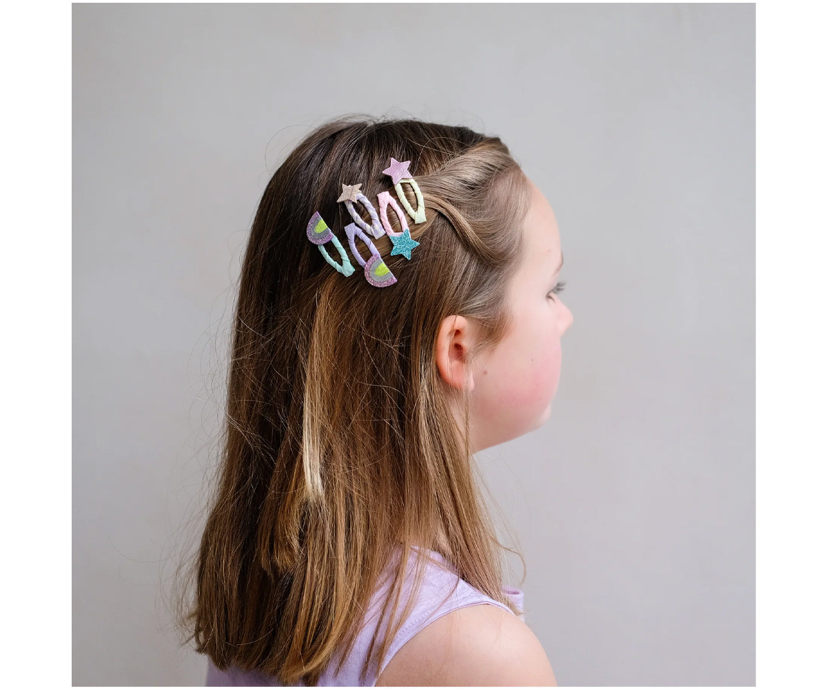 5 Mini Clips Rainbow and Stars Clic Clacs