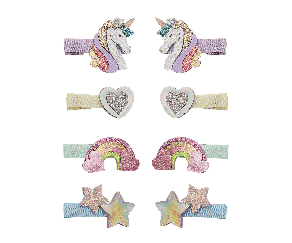 8 Mini Pinzas de Pelo Dreamy Unicorn