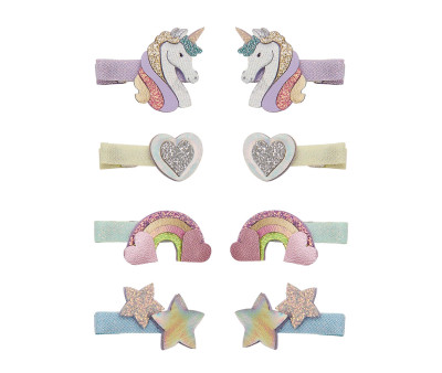 8 Mini Pinzas de Pelo Dreamy Unicorn