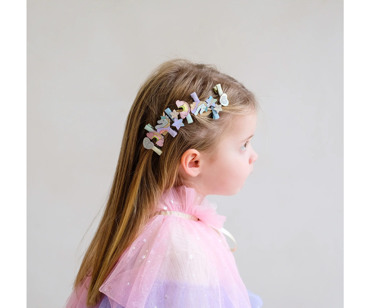 8 Mini Pinzas de Pelo Dreamy Unicorn