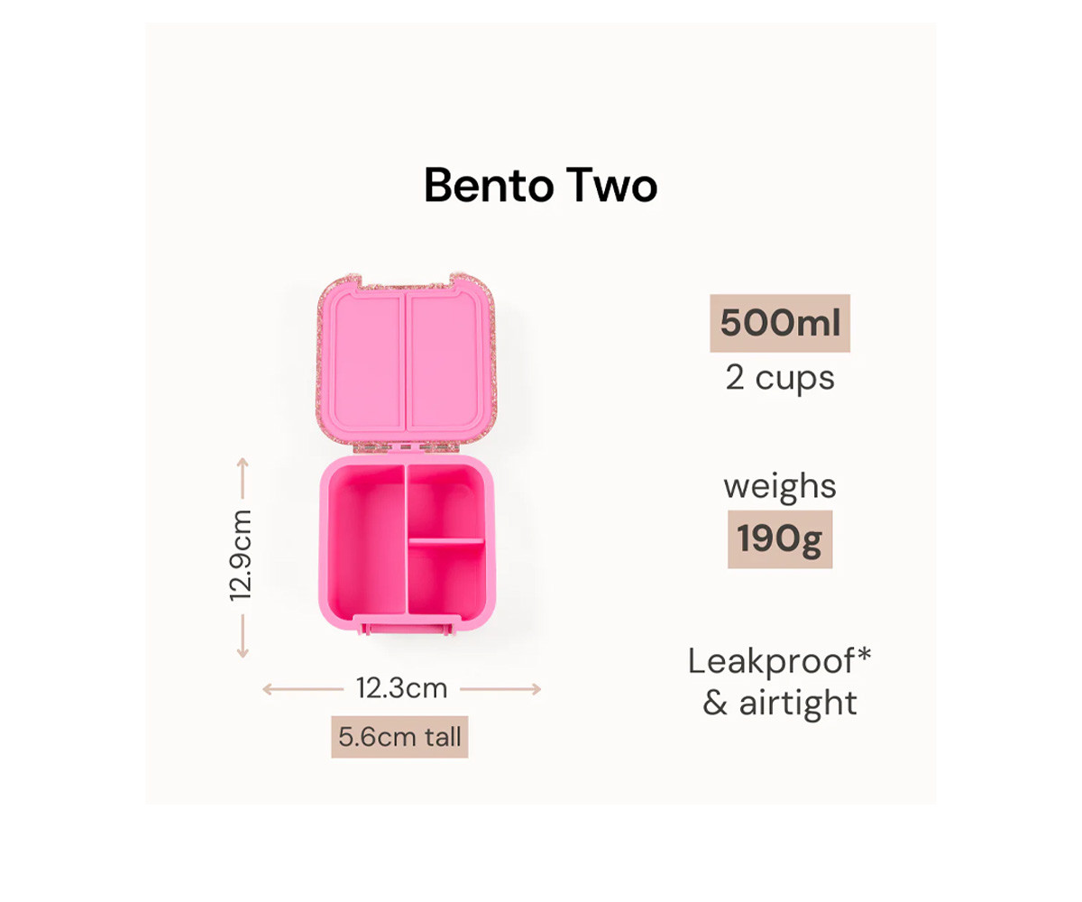 Caja de Almuerzo Bento 2 Pink Floss Glitter 2 Compartimentos