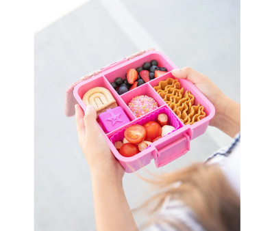 Caja de Almuerzo Bento 5 Pink Floss Glitter 5 Compartimentos
