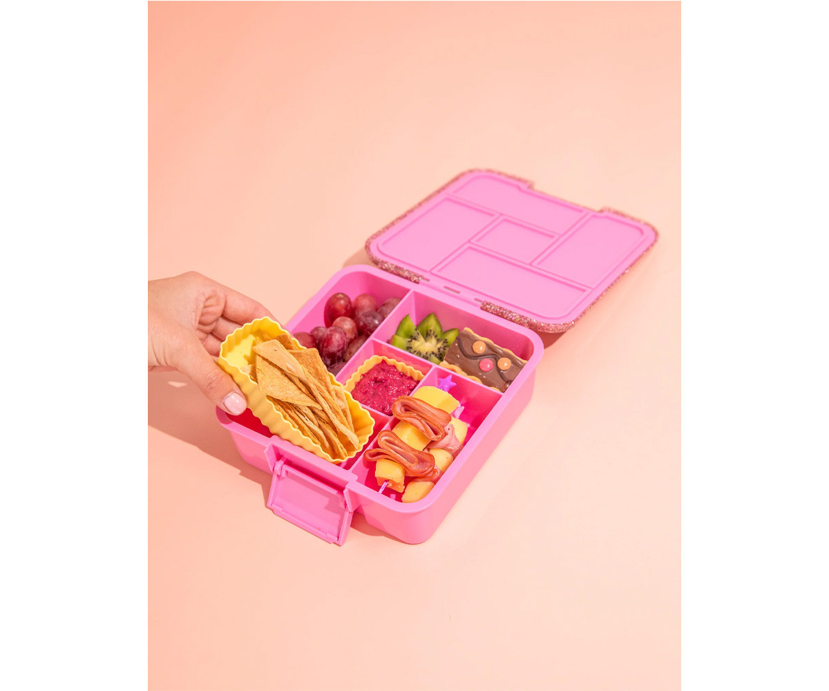 Caja de Almuerzo Bento 5 Pink Floss Glitter 5 Compartimentos