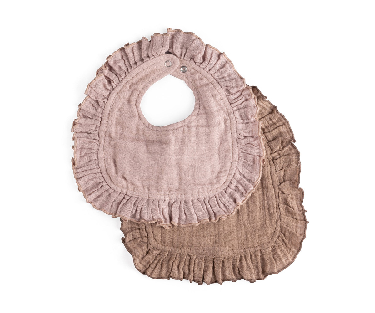 2 Baberos de Muselina Orgánica Rose/Brown