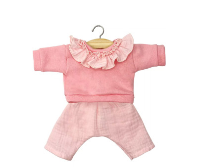 Conjunto Marion para Muñecas Gordis con Top en Molleton et Pantalon Fraise