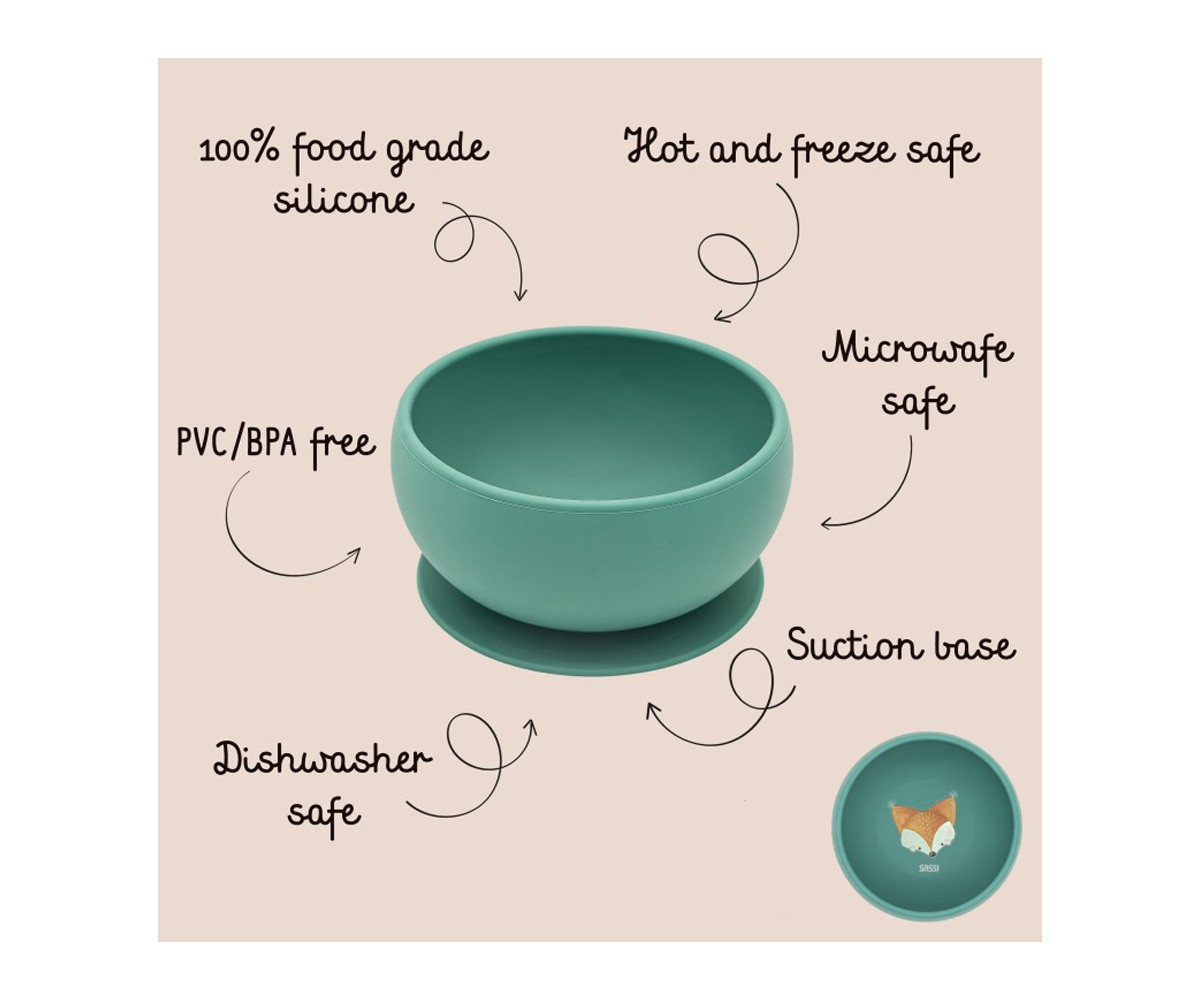 Bol con Ventosa Silicona Zorro