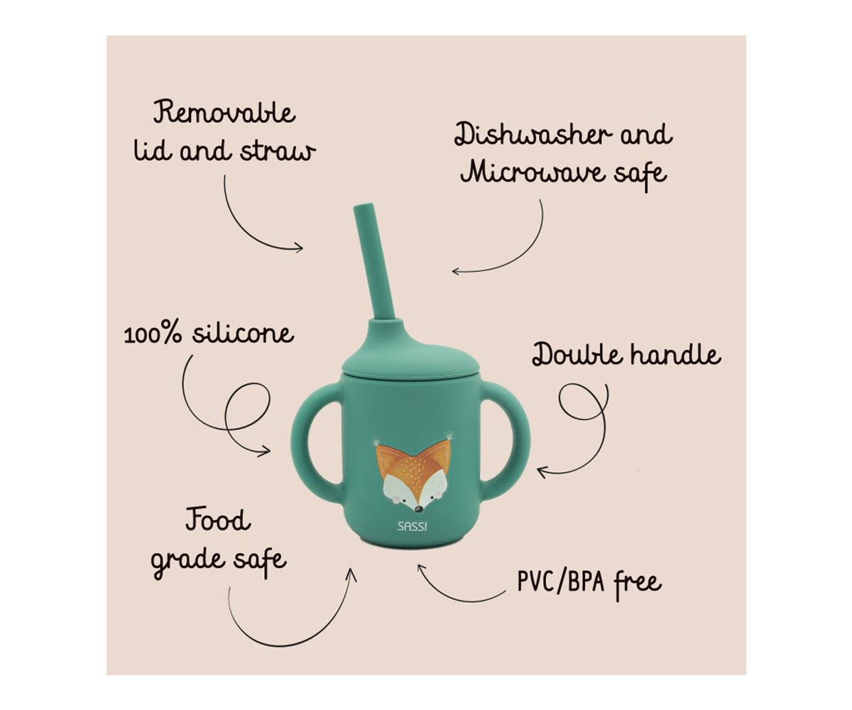 Taza de Silicona con Pajita Zorro 120ml