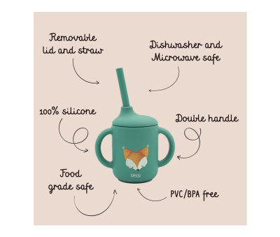 Taza de Silicona con Pajita Zorro 120ml