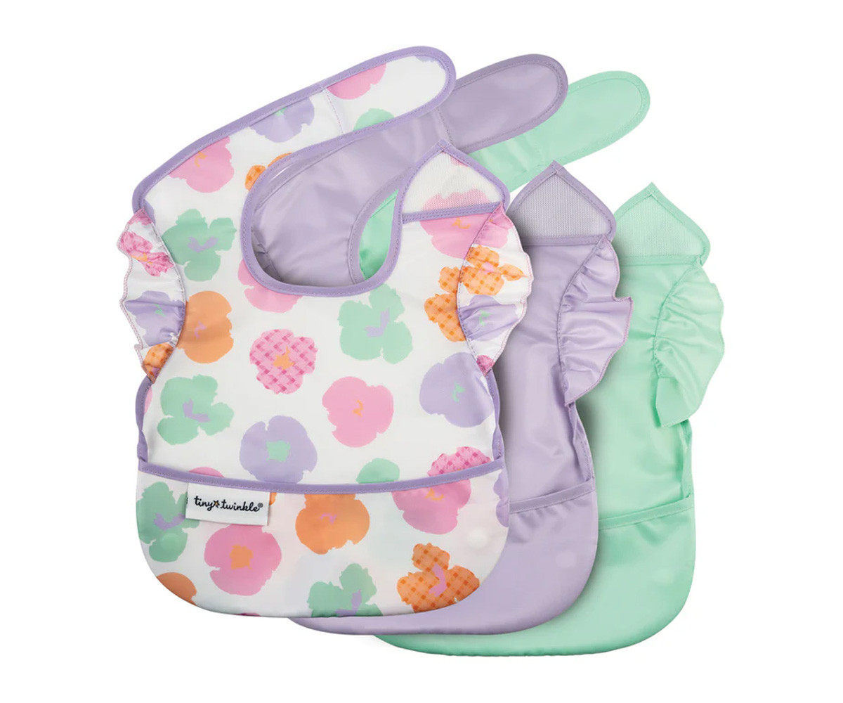 3 Bavagli Impermeabili Green/Lilac/Flowers Pop