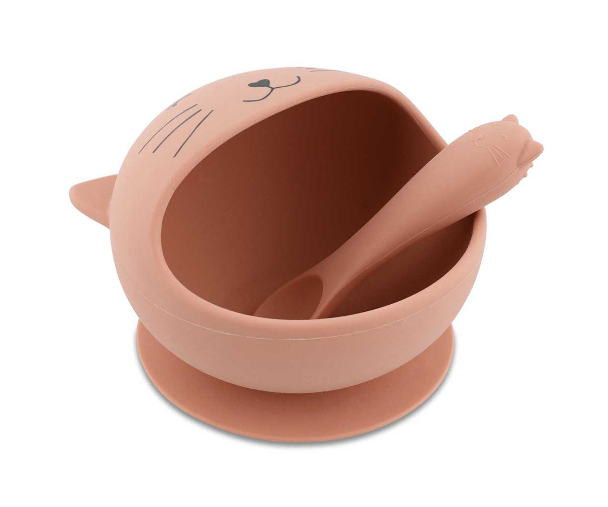 Bol con Ventosa y Cuchara de Silicona Mrs. Cat