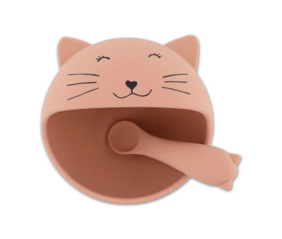Bol con Ventosa y Cuchara de Silicona Mrs. Cat