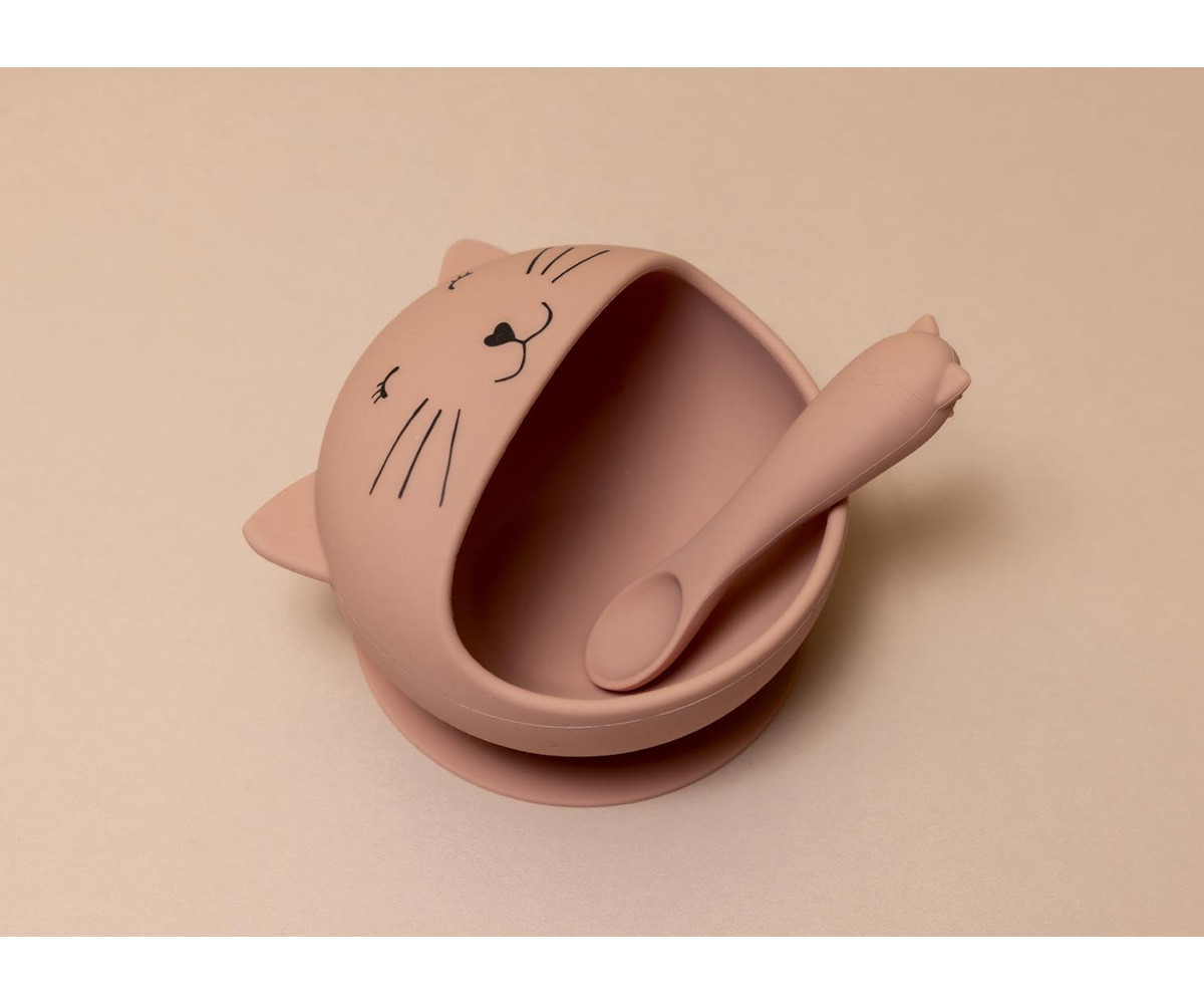 Bol con Ventosa y Cuchara de Silicona Mrs. Cat