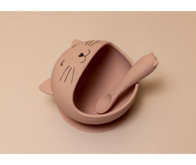 Bol con Ventosa y Cuchara de Silicona Mrs. Cat
