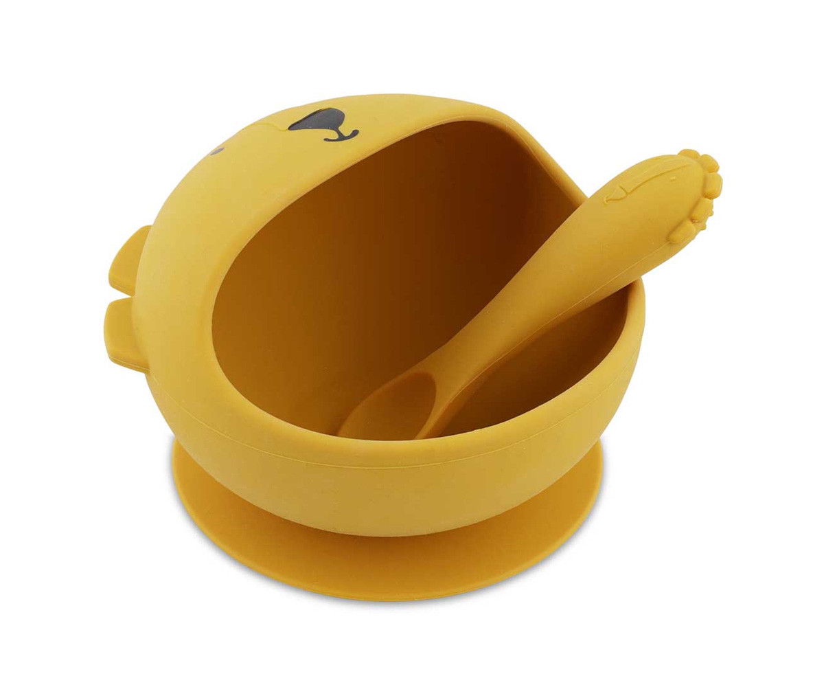 Bol con Ventosa y Cuchara de Silicona Mr. Lion