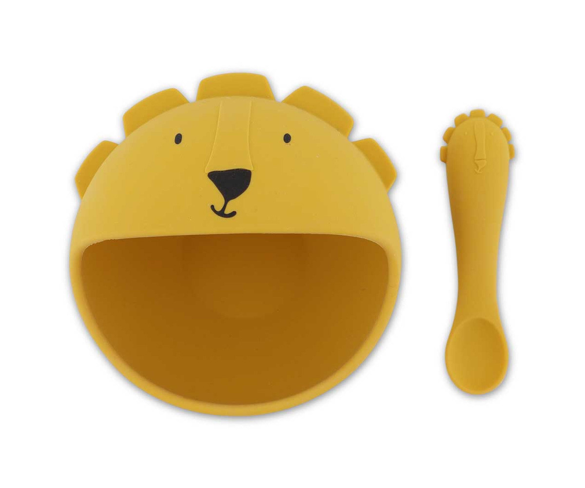 Bol con Ventosa y Cuchara de Silicona Mr. Lion