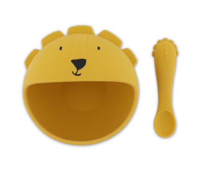 Bol con Ventosa y Cuchara de Silicona Mr. Lion