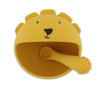 Bol con Ventosa y Cuchara de Silicona Mr. Lion
