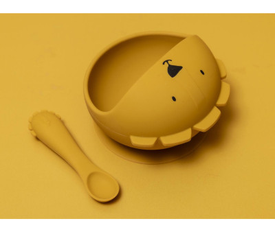 Bol con Ventosa y Cuchara de Silicona Mr. Lion