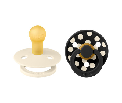 2 Succhietti BIBS Studio Colour Round Polka Ivory/Black